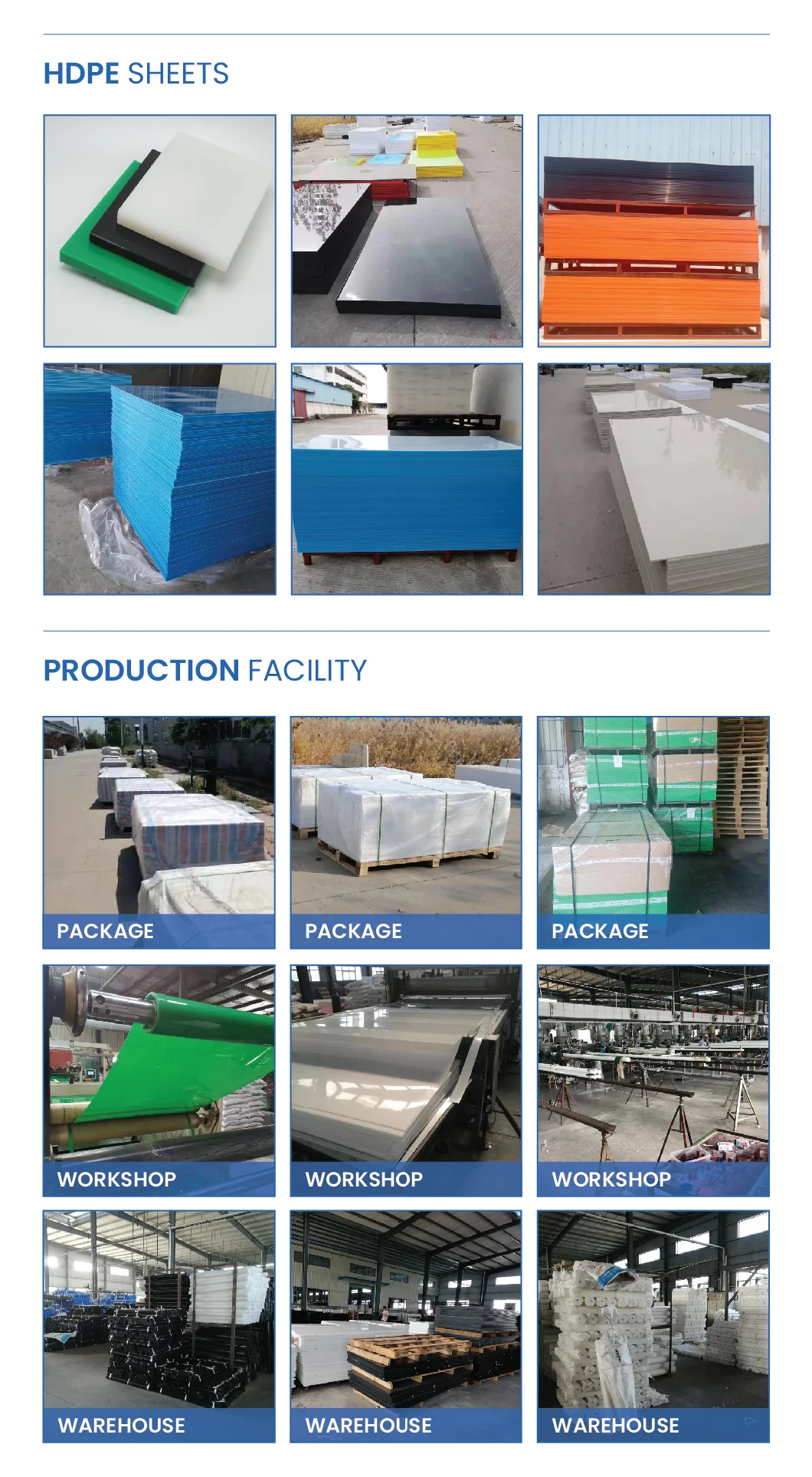 Customized Polyethylene HDPE Sheet PE PVC PP POM Nylon PTFE Plate